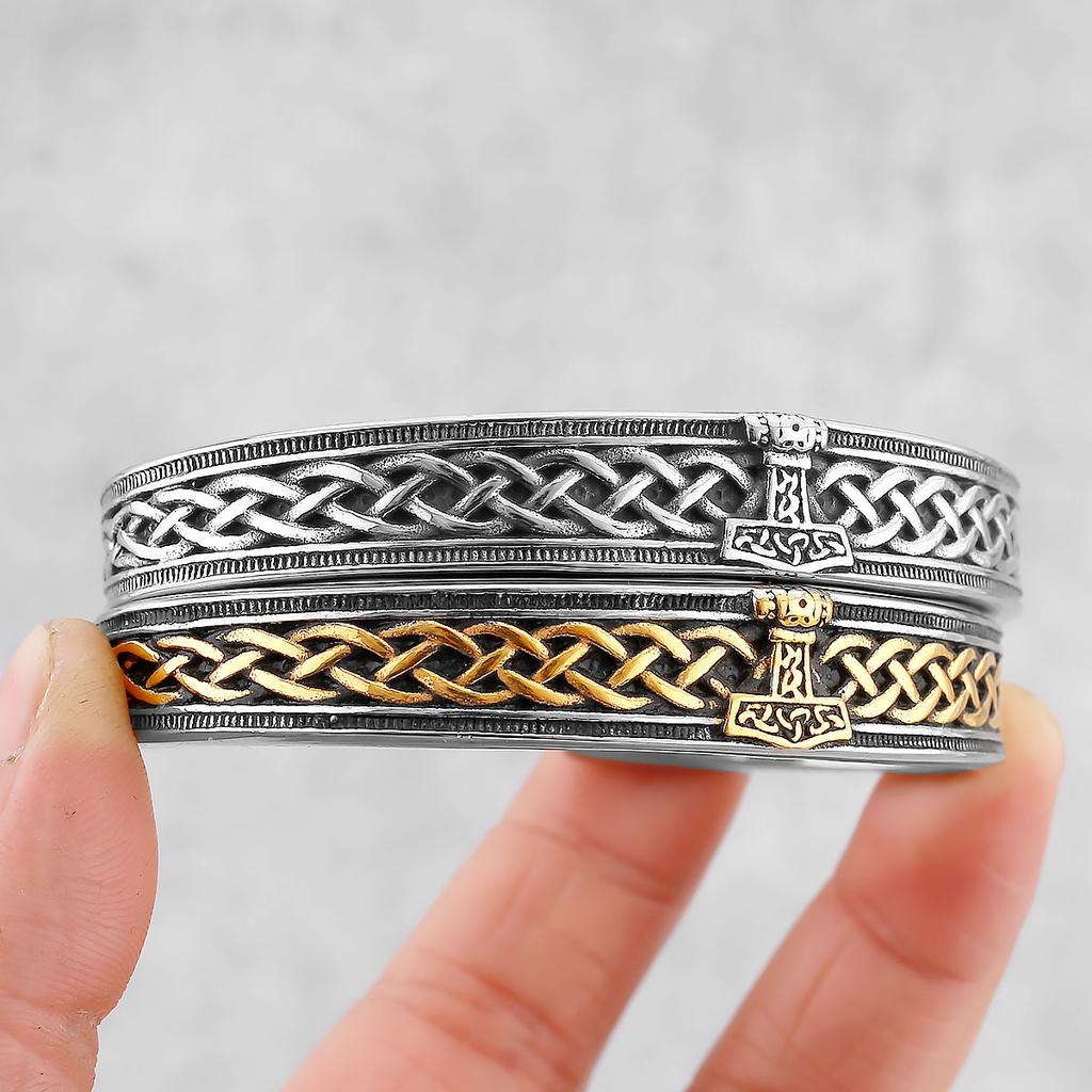 Herren Wikinger Valknut Armband Edelstahl Hip Hop Vintage Armreif Keltisches Knotenmuster Schmuck Geschenk für Männer