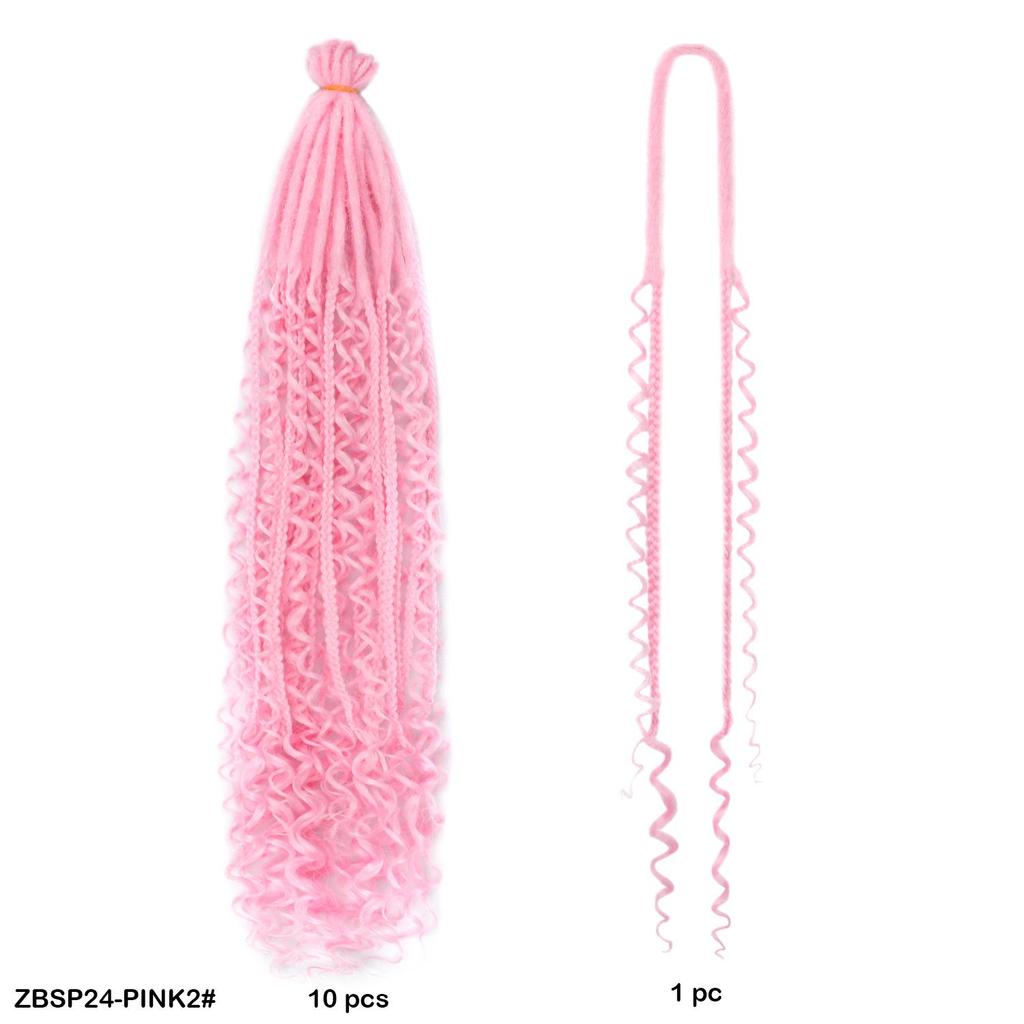 10 Stück/Los Häkelhaar Afro Göttin Böhmische Box Braids 24 Zoll Gehäkelte Box Braids mit River Locs Lockigen Enden Haar Synthetische Zöpfe