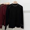 Women's Black Rhinestone Long Sleeve Fleece Base Layer Top - Warm Winter Inner Wear