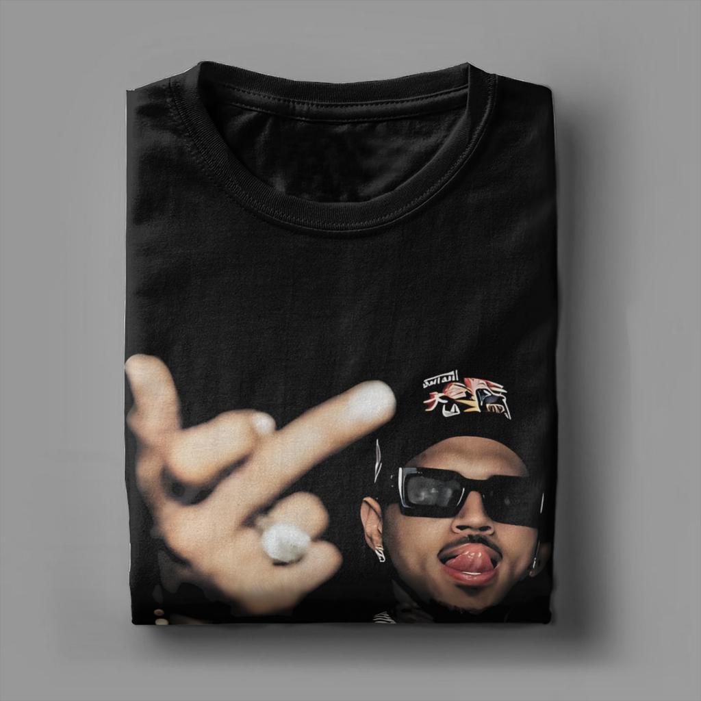 T-shirt Casual Divertenti Dito Chris Brown Uomo Girocollo Cotone Manica Corta Taglie Forti