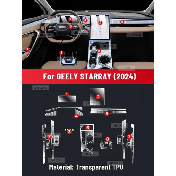 Auto Central Control Screen TPU Navigation Anti Scratch interior Protection Film GPS Navigation For GEELY STARRAY 2024