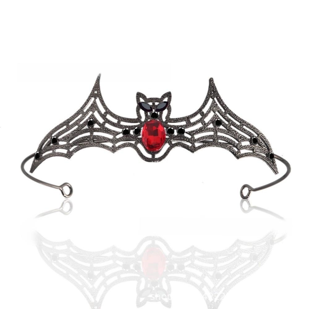Sparkling Halloween Bat Hairband Metal Halloween Tiara Retro Rhinestone Crowns  Party