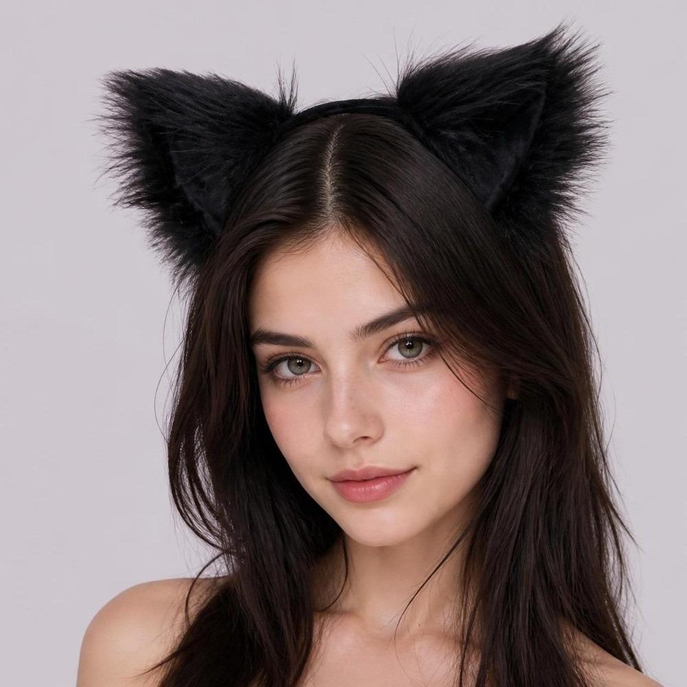 Flauschige Realistische Textur Kunstpelz Katzenohren Flexibles Tier-Haarband Anime Cosplay