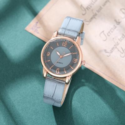 Modische Damen-Quarzuhr, lässig, niedlich, Lederarmband