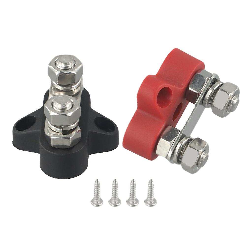 Power Connection Battery Terminal Block 12-48V Battery Connector Intuitive Color-Coded Design Iron Fixing Screw