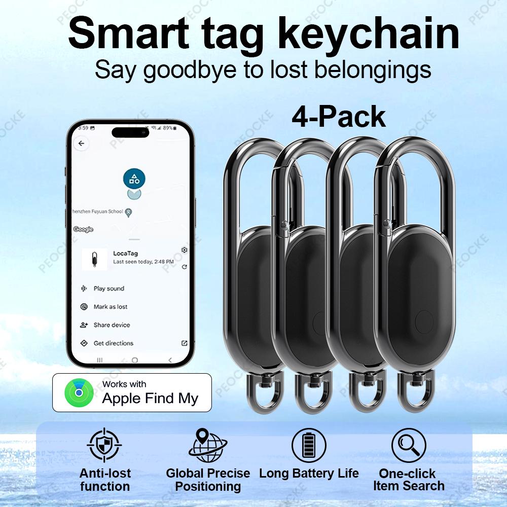 1-4 Pack Smart Location Tag Keychain Compatible With iOS Find My App Anti-Lost GPS Tracker Locator For Pet Kids Car Key Wallet