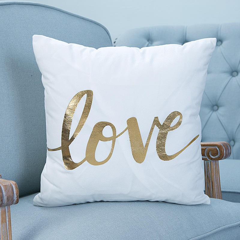 Golden Pineapple & Love Cushion Decorative Pillows Brozing Gold Pillowcase Home Decor Sofa Throw Pillows 45*45Cm Almofada Luxo