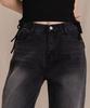 Ellamo 51_4 Women'S Vintage Washed Wide Half-Elastic Denim Pants (Short/Standard/Long)_Dark Denim