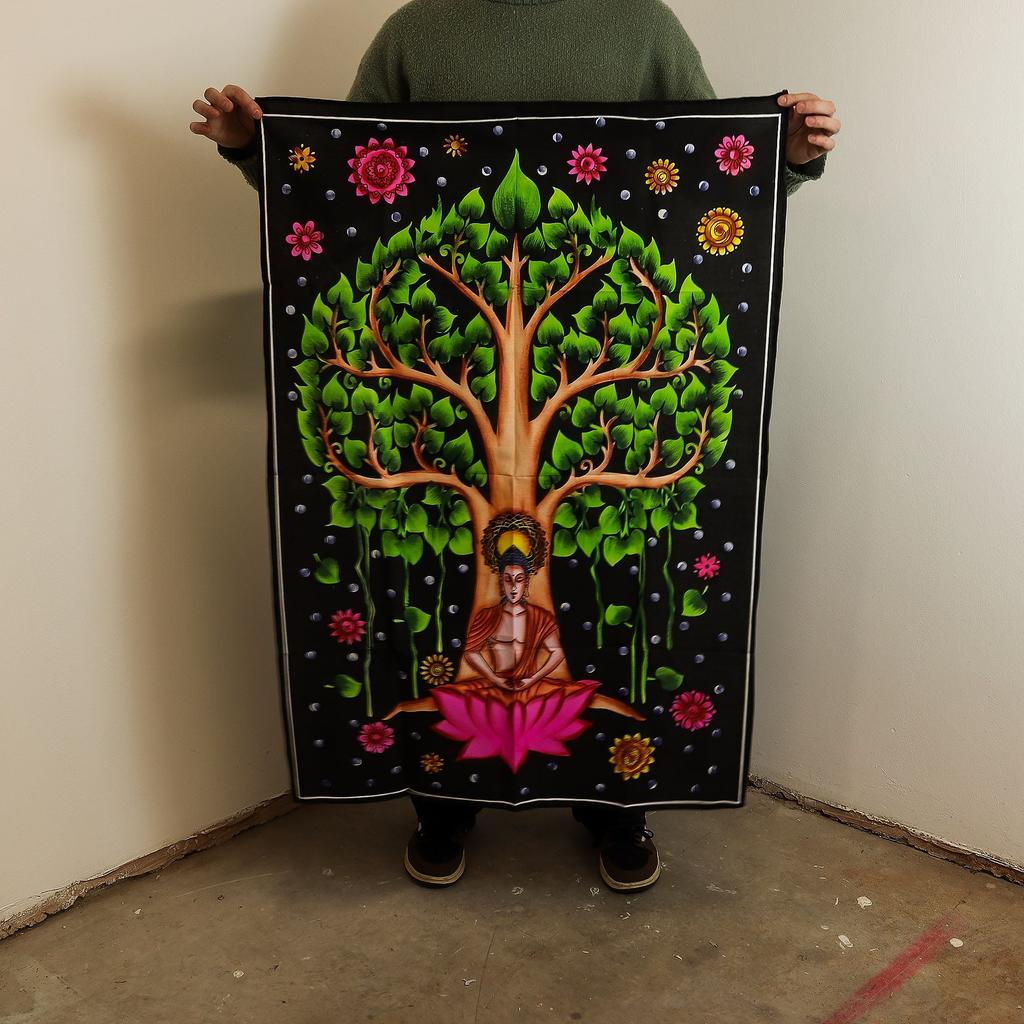 2x Cotton Wall Art (70x110cm) – Buddha Bodhi Tree
