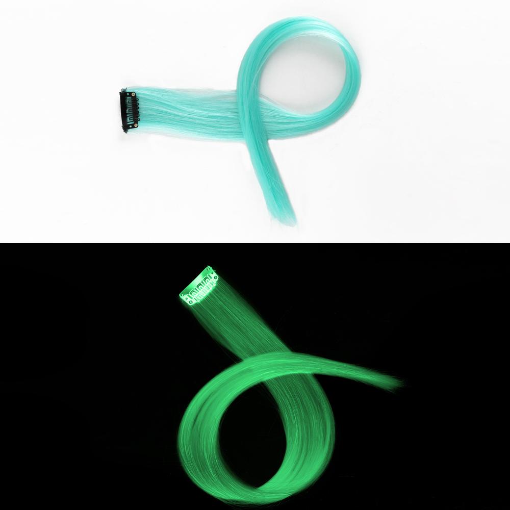 

Синтетические светящиеся заколки для волос, длинные прямые радужные цвета, накладные волосы на заколках, цельные для женщин