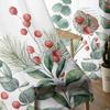 Christmas Eucalyptus Berries Robin Sheer Curtains for Living Room Decoration Window Curtains Kitchen Tulle Voile Curtains