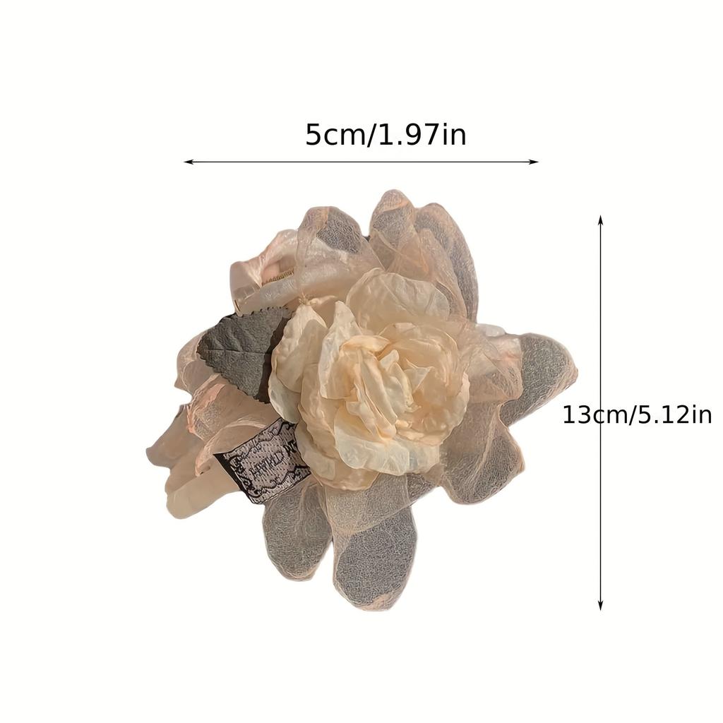 1Pc, Literary Temperament Mesh Flower Grab Clip, About 12cm Long, Hair Grab On the Back of the Head, Transparent Large Shark Clip