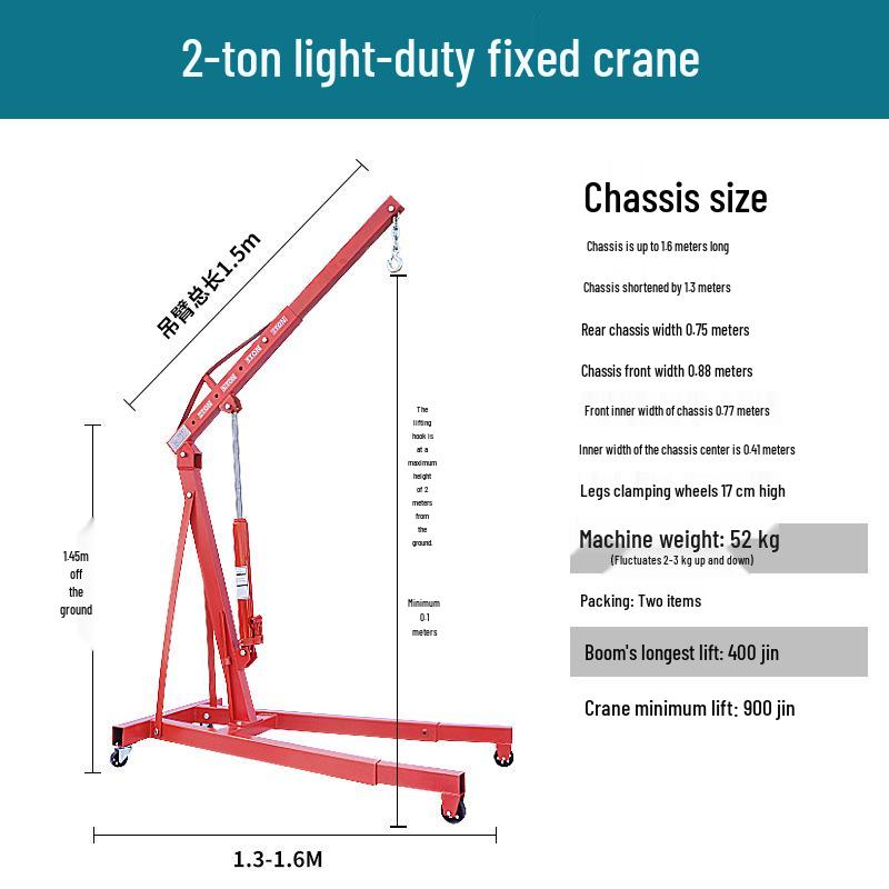 2 Ton Folding Mobile Hydraulic Crane - Orange, for Engine Mount and Auto Repair