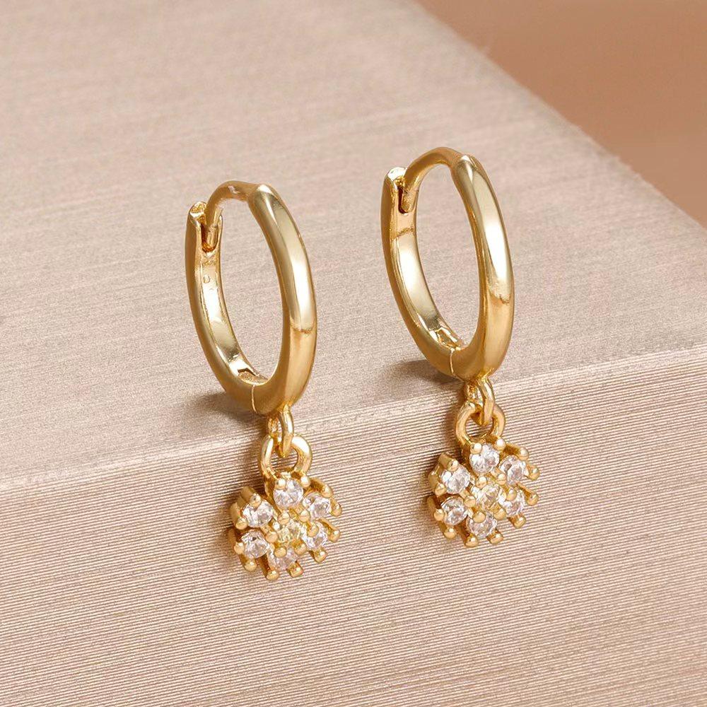 Exquisite Multicolor Crystal Flower Hoop Earrings for Women Girl Stainless Steel Fashion Korean Wedding Romantic Jewelry Gifts