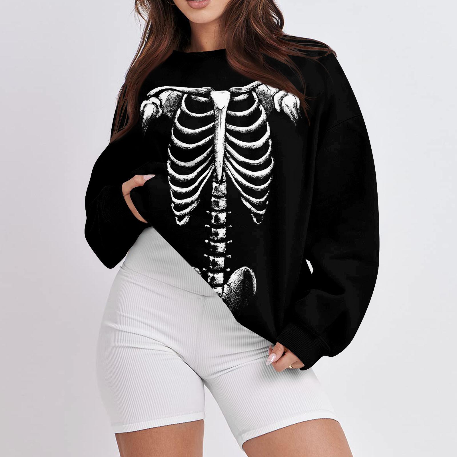 

Женская повседневная модная винтажная толстовка с длинным рукавом и круглым вырезом с принтом, многослойный пуловер, топ XXL чёрный