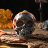 Yousheng Skeleton Pumpkin Ornaments, Resin Durable Halloween Decorations, Retro Dark Style Table Decor, for Party Window