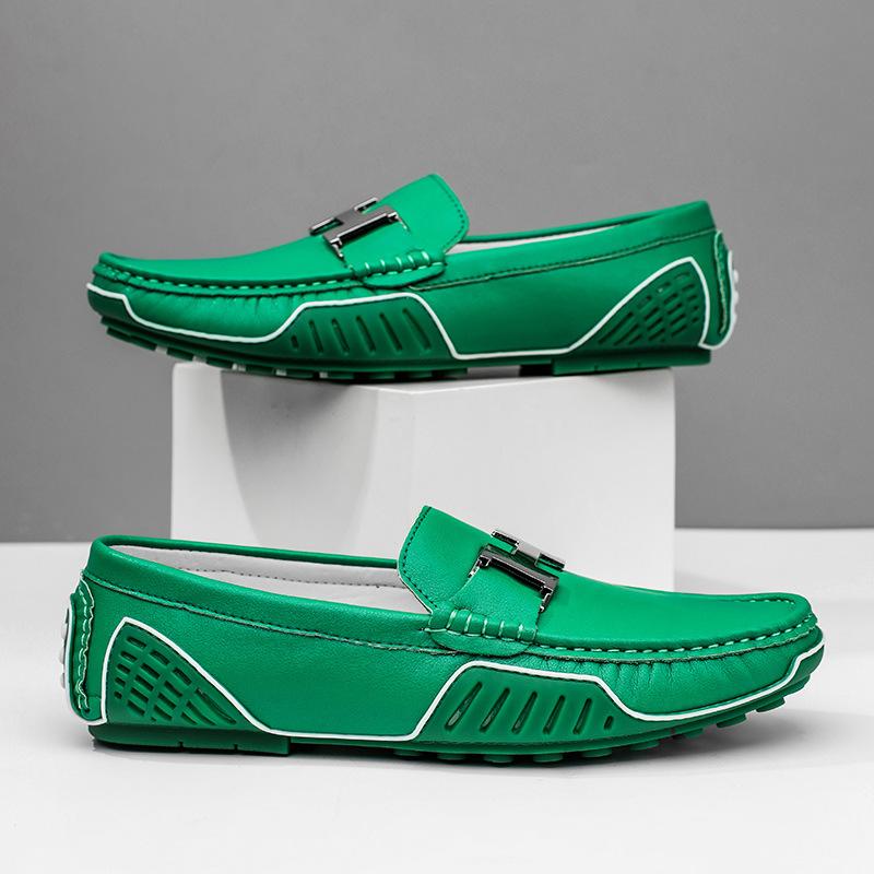 Live Broadcast Explosion Leather Doudou Shoes Spring and Summer Breathable Trend Casual Leather Shoes British One-pedal Driving Large Size Men's Shoes