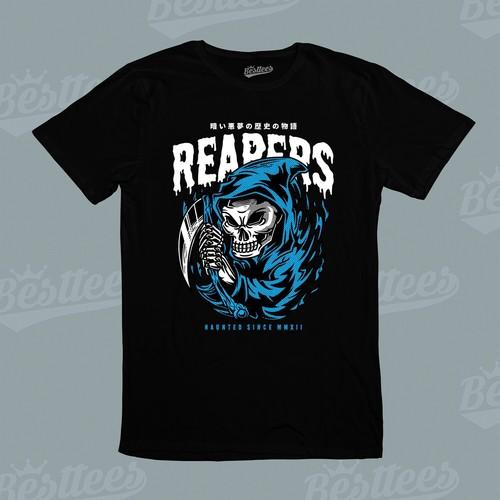 UNISEX Kids / Adult MALE / FEMALE Skull Skeleton Grim Reaper Death Cool T-Shirt S разноцветный