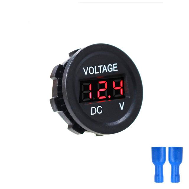 DC 5-48V Car Motorcycle Voltmeter Mini Digital Waterproof LED Panel Tester Display Round Volt Meter Gauge