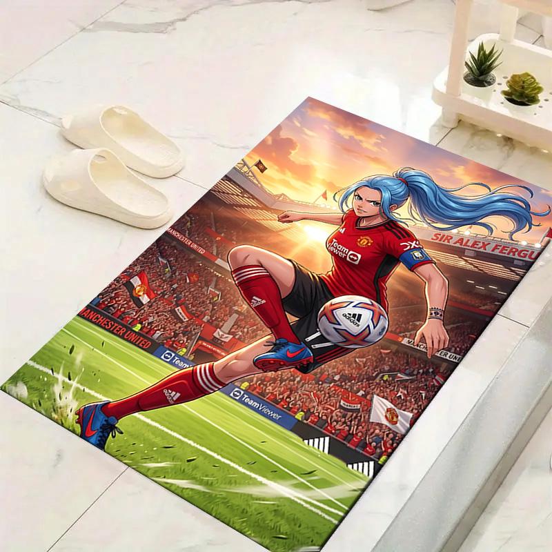 1pc Football Player Action Carpet Rug for Bedroom Living Room Decor Sofa Home Game Area Rug Non-slip Floor Mat. DT716019