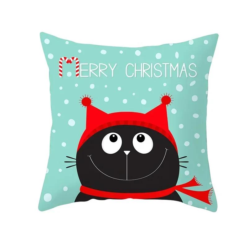Polyester Fiber Green Series Christmas 2024 Pillow Cover Sofa Cushion Home Decorative Pillows Cover