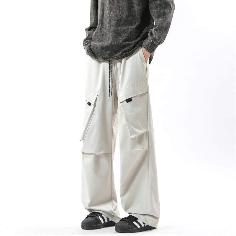

Spring and Autumn New Casual Pants Overalls Men s Versatile Wide-leg Loose and Loose Multi-pocket Trousers M