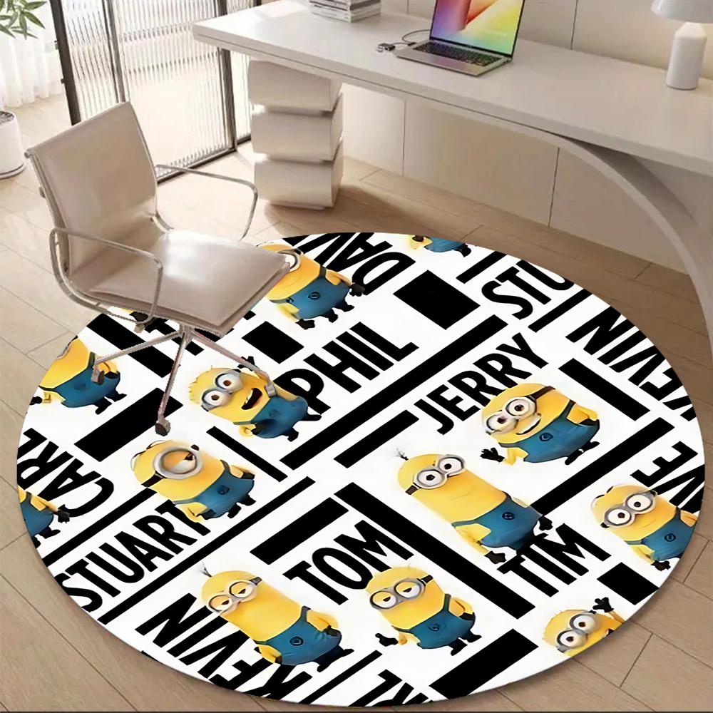 1PC Minions Characters Office Round Area Rug, Indoor Mat Suitable For Office, Under Office Chairs Bedroom Living Room Home Decor, Room Deco1101