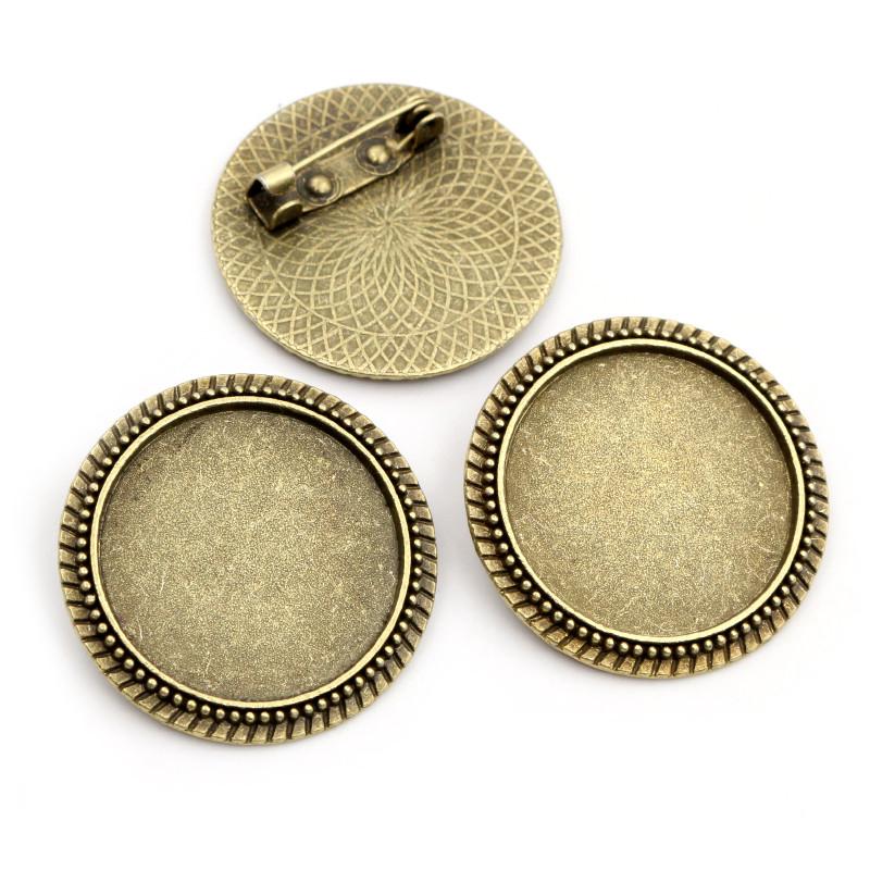 New Fashion 5pcs 25mm Inner Size Antique Silver Plated and Antique Bronze and Antique Gold Color Brooch Cabochon Base Setting