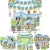 Bluey Theme Kids Birthday Party Supplies Decor Plate Tablecloth Banner Balloon