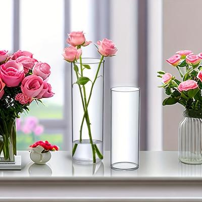 Hydroponic Plants Acrylic Cylinder Vase Fresh Flowers Decorative Bottles  Restaurant Centerpiece
