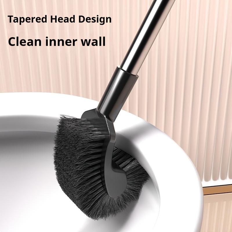 Stainless Steel Long-Handled Toilet Brush, Designed for Daily Cleaning of Toilets And Household Crevices, Featuring a Curved Brush Head