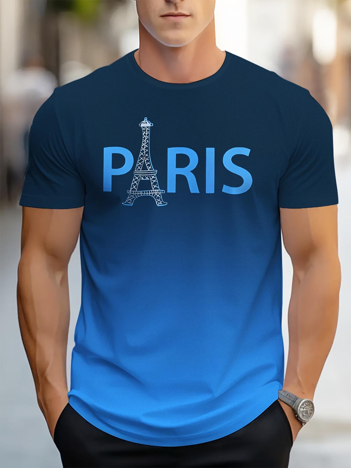 Men s Casual Paris Eiffel Tower Graphic T-Shirt - Royal B S дубильная кора