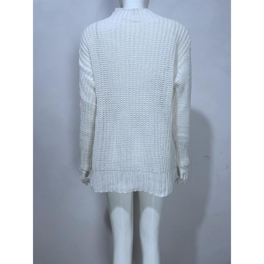 Plus Size, Plus Size Women's Casual Solid Color Jacquard Sweater - Loose Fit Long Sleeved Round Neck Pullover, Comfortable Fabric