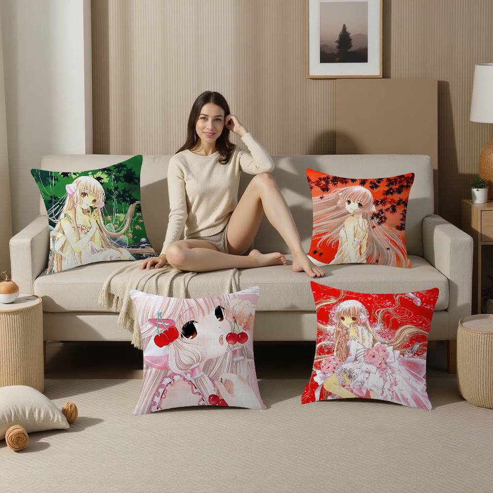 Beautiful Girls Romance C-Chobits Anime Cushion Cover Car Throw Pillow Case For Sofa Car Christmas Gift 40X40Cm 45X45Cm