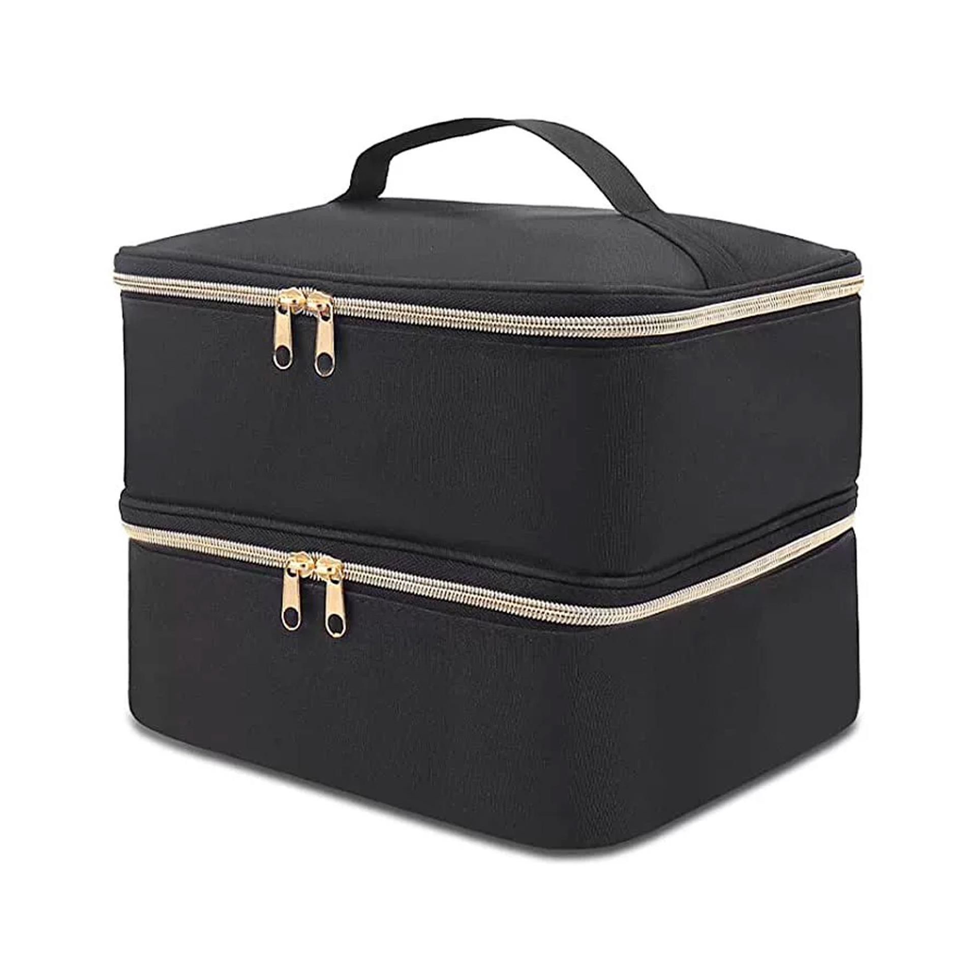 Органайзер для лака для ногтей Ручной Двухъярусный Косметический Органайзер Сумка-тоут Для Девочек И Женщин Маникюр EssentialOil Косметический Набор чёрный