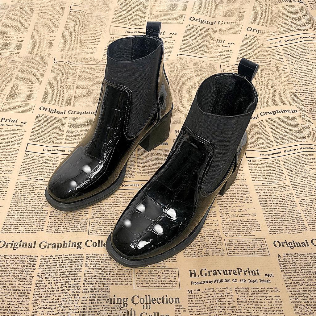 Fashion Autumn Winter New Collection Women Round Toe Low Heel Boots Black Simple comfortable versatile Ankle Boots Non-slip Shoes