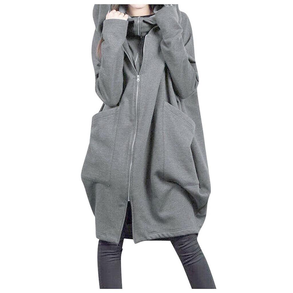 DONLAONE Oversized Hooded Long Parka for and Thick Fleece Double Solid Available in Three Colors Women's Spring, Autumn, Winter, Lining, Warm, Zipper,