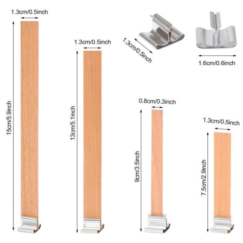 30 Pcs Candles Making Supplies Kit DIY Wooden Wicks Cores with Iron Base