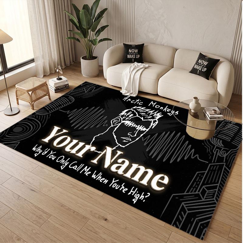 Custom Name Crystal Velvet Rug,Arctic Monkeys Comfortable Anti Slip Floor Mat For Room Decoration