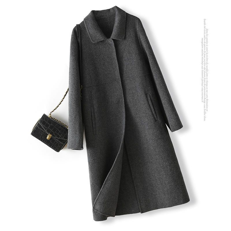 Autumn and Winter New Women's Long Doll Collar Double-sided Woolen Coat Is Thin and Large.
