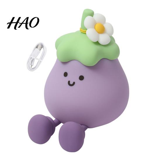Nursery Night Light Cute Eggplant Light, Tap Touch Control Bedside Lamp, 3 Brightness Levels & Auto 30-Min Timer, USB Rechargeable Squishy for Bedroom
