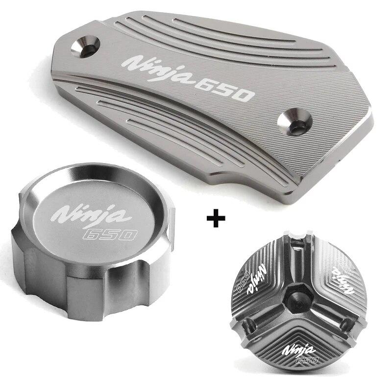 For Kawasaki NINJA 650 NIINJA650 -2023 Accessories Motorcycle Front & Rear Brake Fluid Reservoir Cover Engine Oil Filler Cap