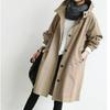 Autumn Casual Women's Mid-length Over-the-knee Windbreaker Jacket Loose Plus Size Coat