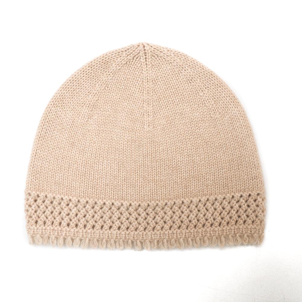 Women Winter Inner Mongolian 100% Pure Cashmere Beanie Hat Custom Embroidery Logo Ladies Girls Outdoor Warm Cashmere Beanie Cap One Size бежевый