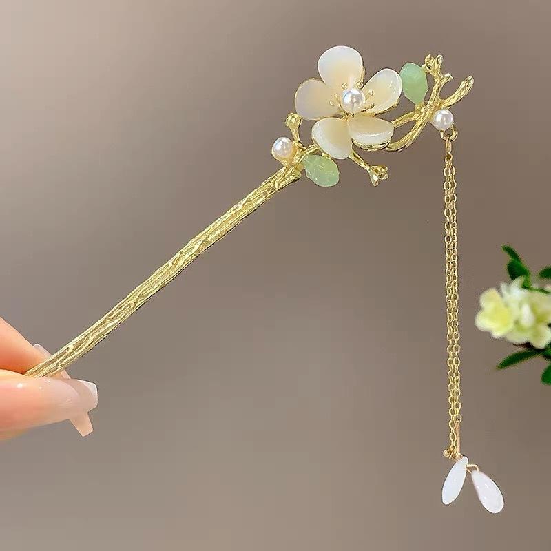 Retro Chinese Style Tassel Hair Clip For Women Hair Stick Pins Flower Handmade Hairpins Charm Jewelry Accessories Hair Ornaments