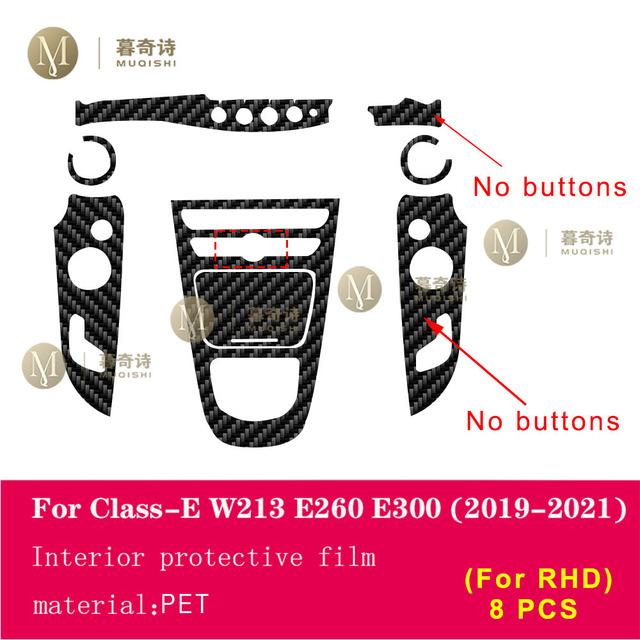 Pentru Mercedes Benz W213 Class-E Coupe - Film interior auto din fibră de carbon 5D PET Consolă centrală Film anti zgârieturi PPF