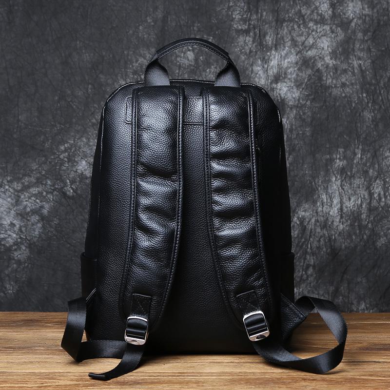 NZPJ Leather Men's Backpack Natural Cowhide Backpack Fashion Travel Bag Korean Version Schoolbag Computer Bag For 15 Inch Laptop