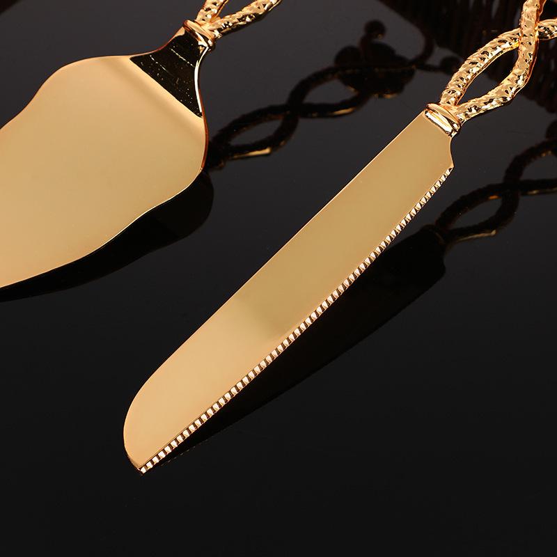 Luxury Metal Cake Knife & Spatula Set - Elegant Tableware for Weddings & Home
