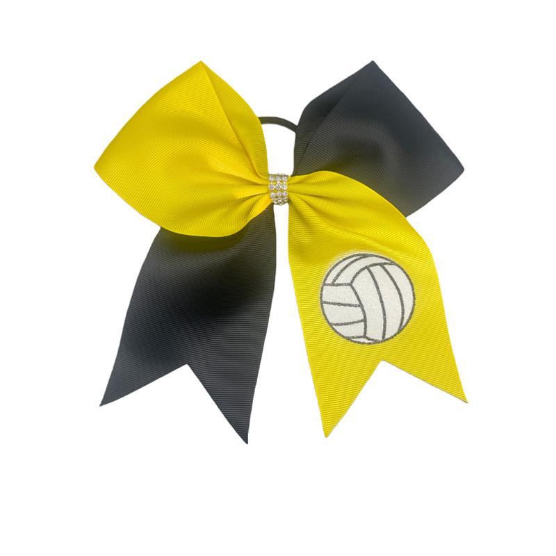 

Cross-Border Basketball Bow Hair Ties: Two-Color Splicing Swallowtail Elastic Hair Accessories for Girls жовтий/чорний