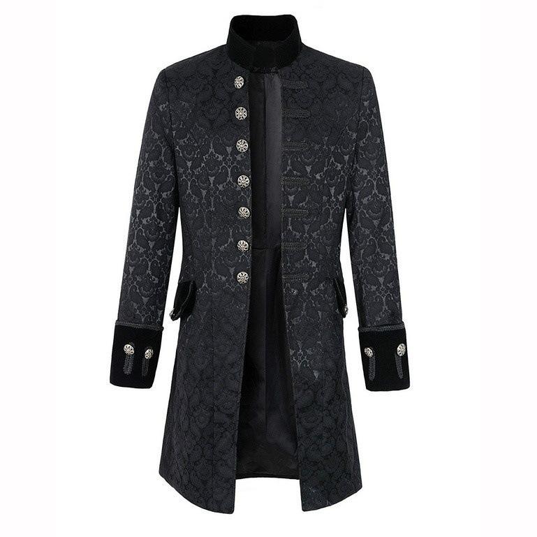 Medieval Cosplay Costume Steampunk Jacket Vest Coat Victorian Ghost Gothic Blazer Suits Stand Collar Trench Men's Shirt